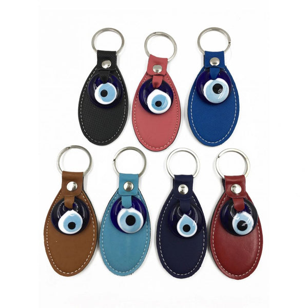 Evil Eye Leather Keychain - Various Colors - 1 pc