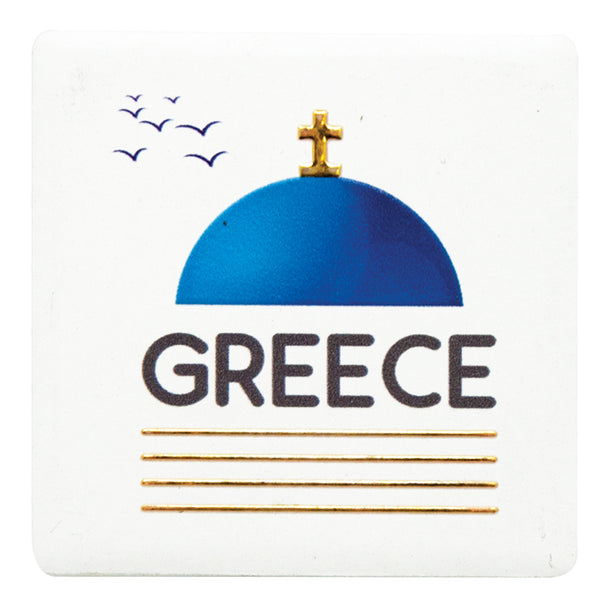 Ceramic Coaster - "Greece" - Greek Church - 6 coasters