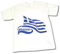 Children's Unisex T Shirt - Greek Wavy Flag (Sizes XS-L) - 1 pc