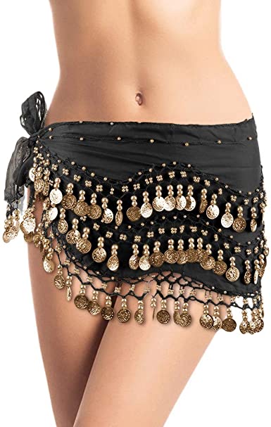 Belly Dancing Hip Scarf - Black - 1 pc