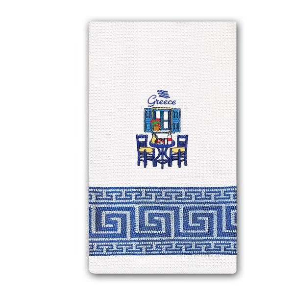 Embroidered Greek Tea Towel - Greek Table - 1 towel