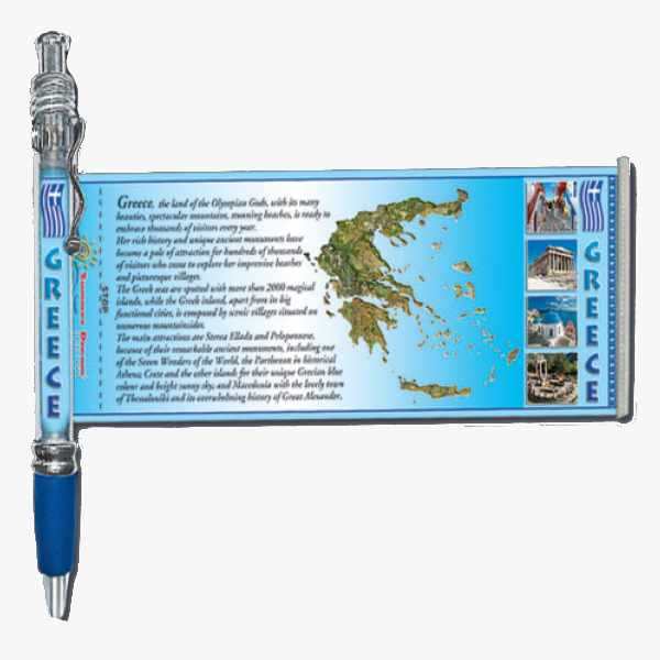 Greek Flag Pen With Pull-out Banner - 1 pen