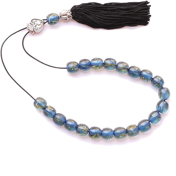 Worry Beads With Tassel - Light Cobalt With Sparkles - 1 pc.