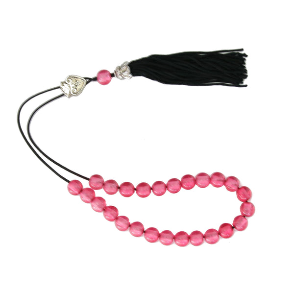 Worry Beads With Tassel - Transparent Pink - 1 pc.