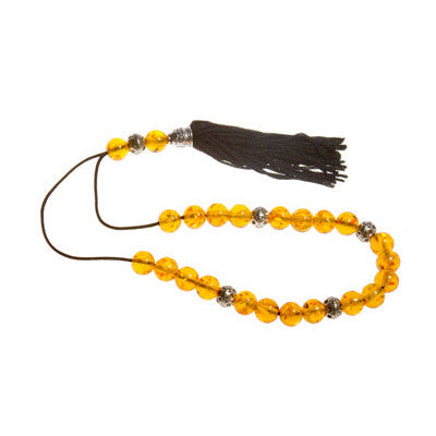 Worry Beads With Tassel - Clear Orange - 1 pc.