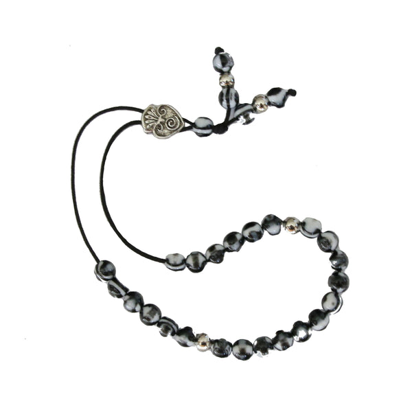 Worry Beads - Classic - Black & White Swirl - 1 pc