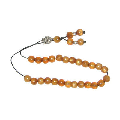 Worry Beads - Classic - Tangerine With Metal Beads - 1 pc.