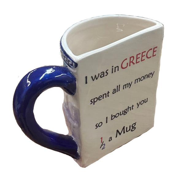 Novelty Ceramic Coffee Cup - Santorini - 1/2 Mug - 1 pc