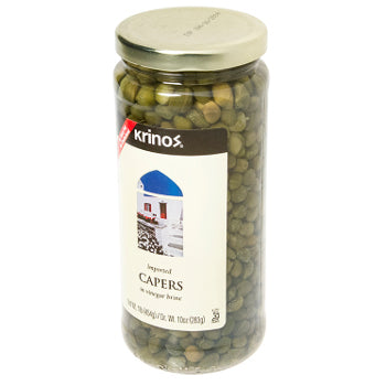 Capers In Vinegar Brine - Krinos - 8 oz jar