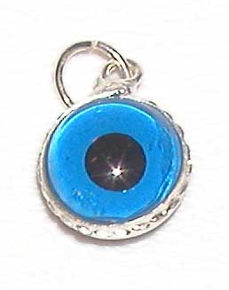 Eye Charm, 1-3'' (8mm), Glass with Silver