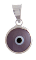 Silver Evil Eye Pendant - Opaque - Mauve - 1 pc