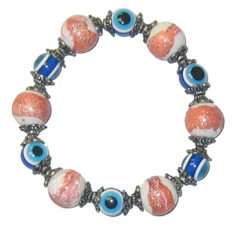 Beaded Lucky Eye Bracelet With Glitter - Red - 1 pc