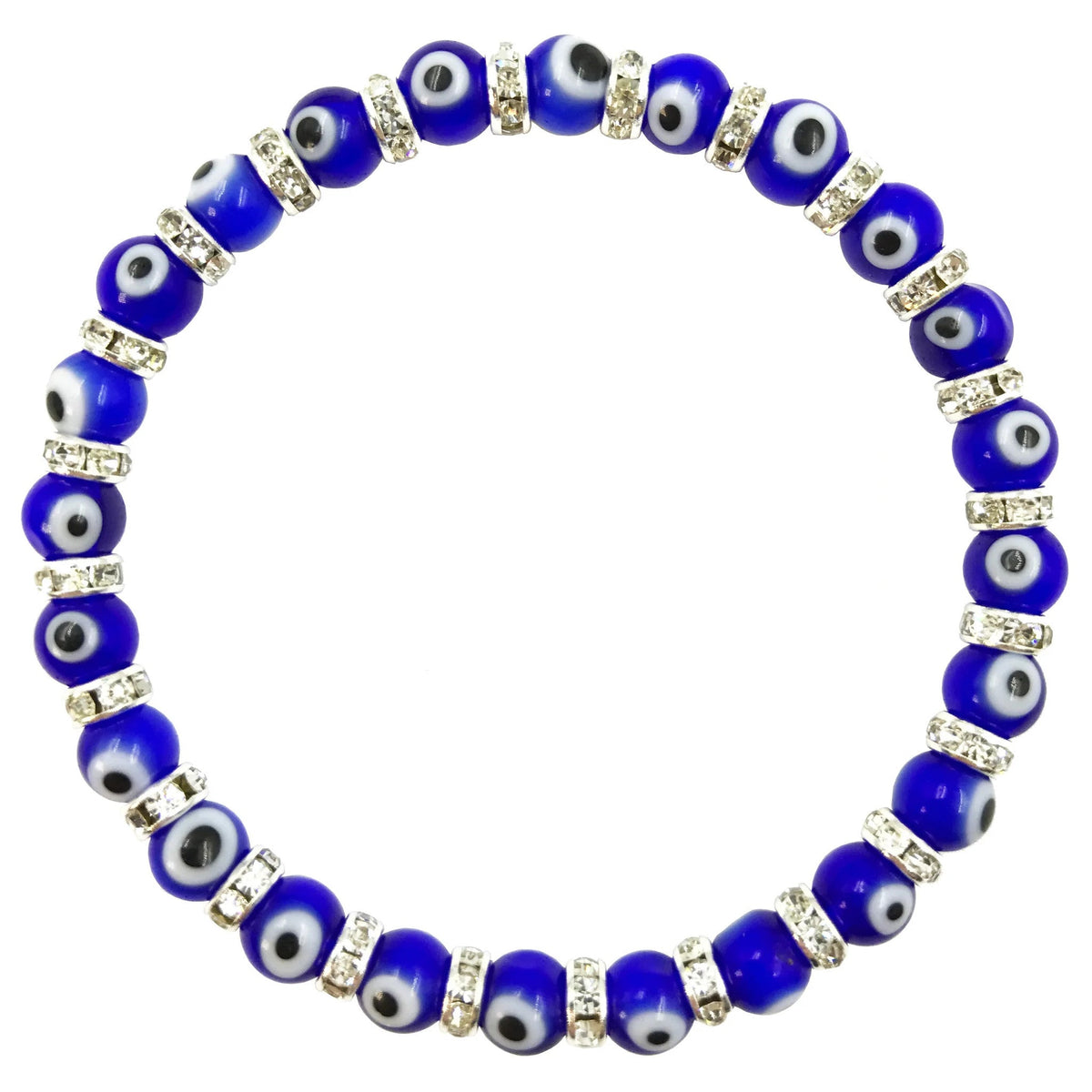 Stretch Evil Eye Small Beaded Bracelet With Zirconium Crystals - Blue ...