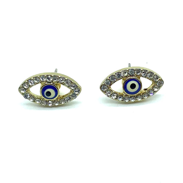 Crystal Eye Shaped Evil Eye Earrings - Blue - 1 pc