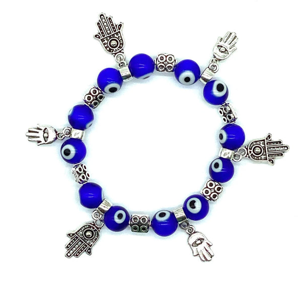 Evil Eye Hamsa Charm Bracelet  - Blue - 1 pc