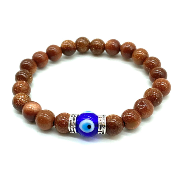 Natural Gold Stone Evil Eye Bracelet - 1 Pc