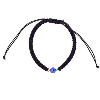 Adjustable Evil Eye Bracelet With Gold Trim - 1 Pc