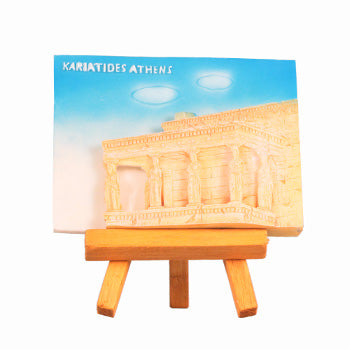 Ceramic Wall Plaque with Stand (Tripod) - Kavaleto (3.5" X 3") - Kariatides Athens - 1 pc