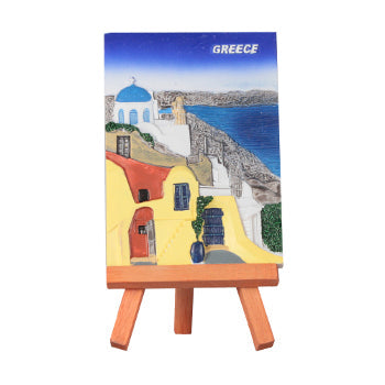 Ceramic Wall Plaque with Stand - Kavaleto (3" x 4") - Santorini - 1 pc