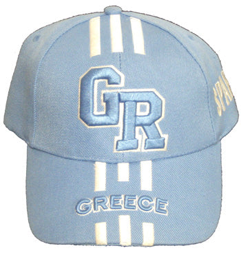 Baseball Cap - Greece/Sparti - Light Blue With White Stripes - 1 pc