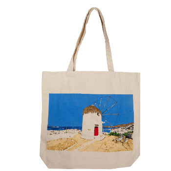 Beach Bag - Greek Island Windmill - 1 pc