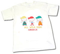 Embroidered T-Shirts - All Wild Kids Greece - Youth Large (12 yr old) - 1 pc