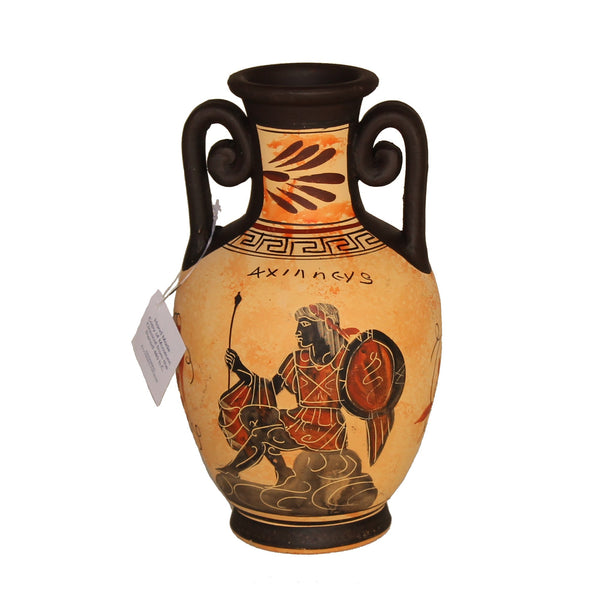 Greek Vase - Ceramic - 10" - Beige - 1 pc