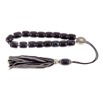 Black Agate Worry Beads - 1 pc.